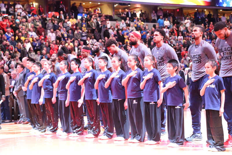 Wushu and Washington Wizards during the National Anthem